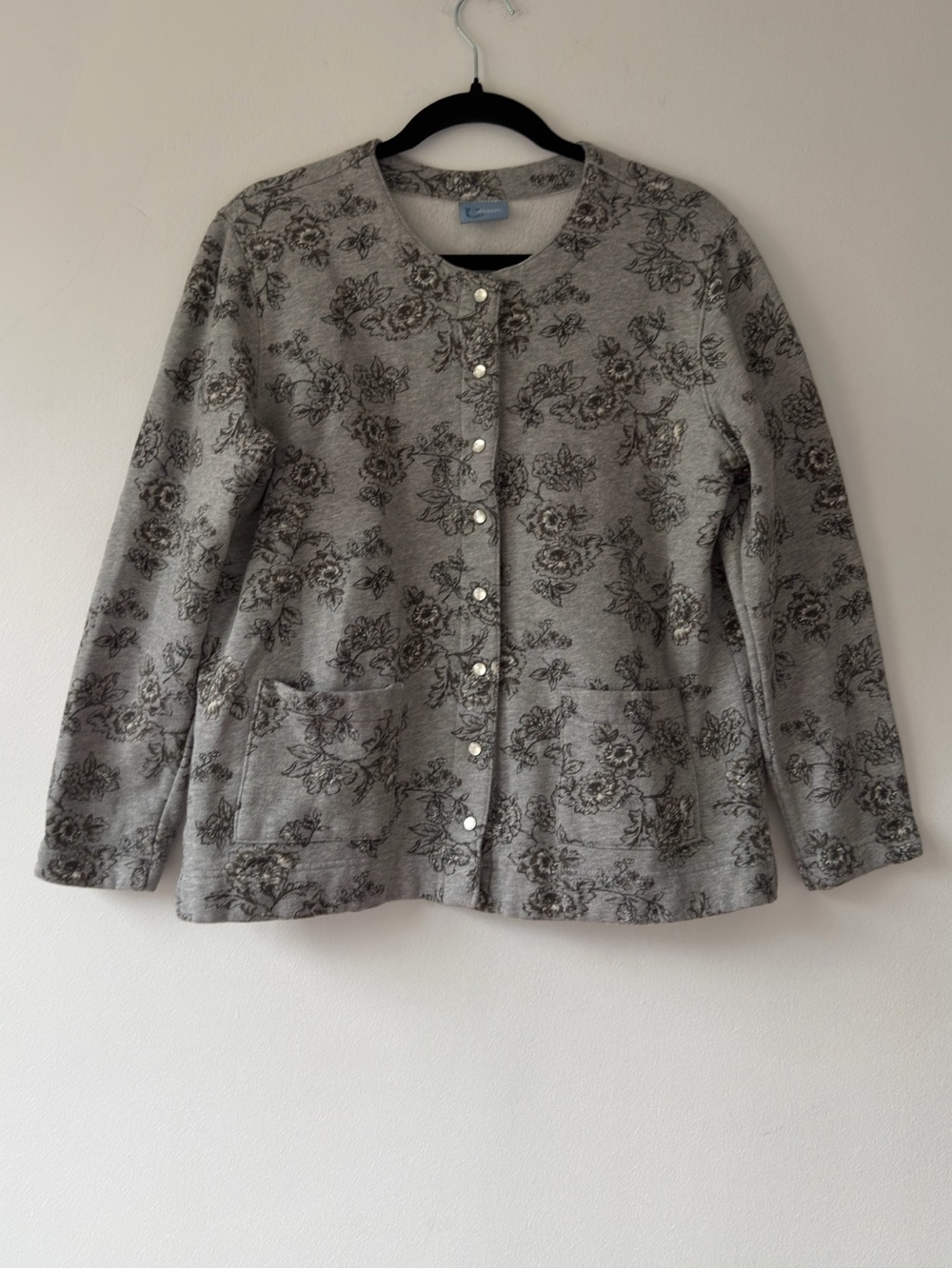 Classic Elements Gray Floral Button-Front Jacket